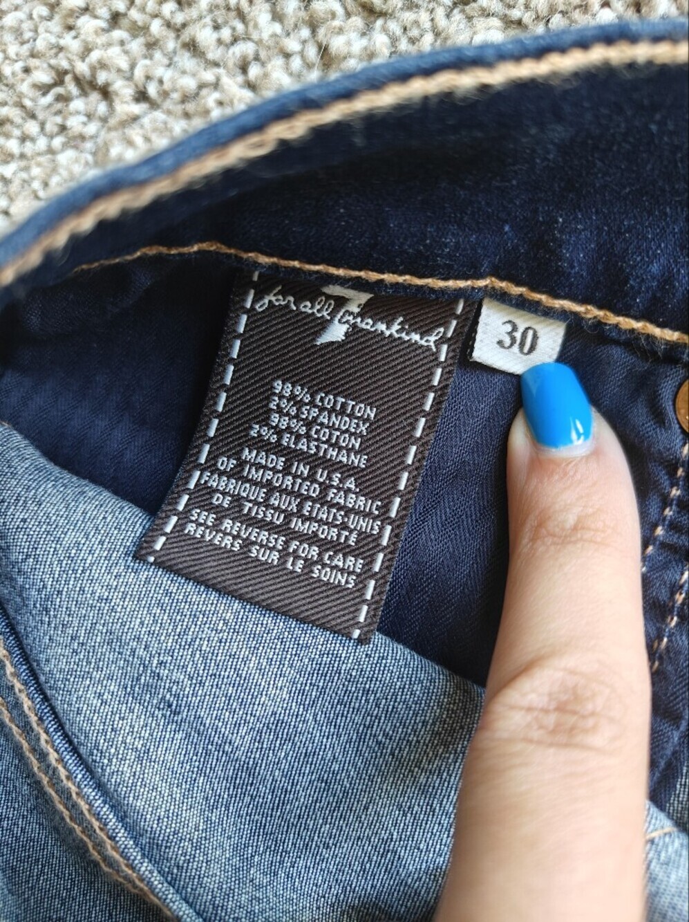 7 For All Mankind Skinny Bootcut Dark Wash Women's Blue Jeans Size 30 - Picture 5 of 5